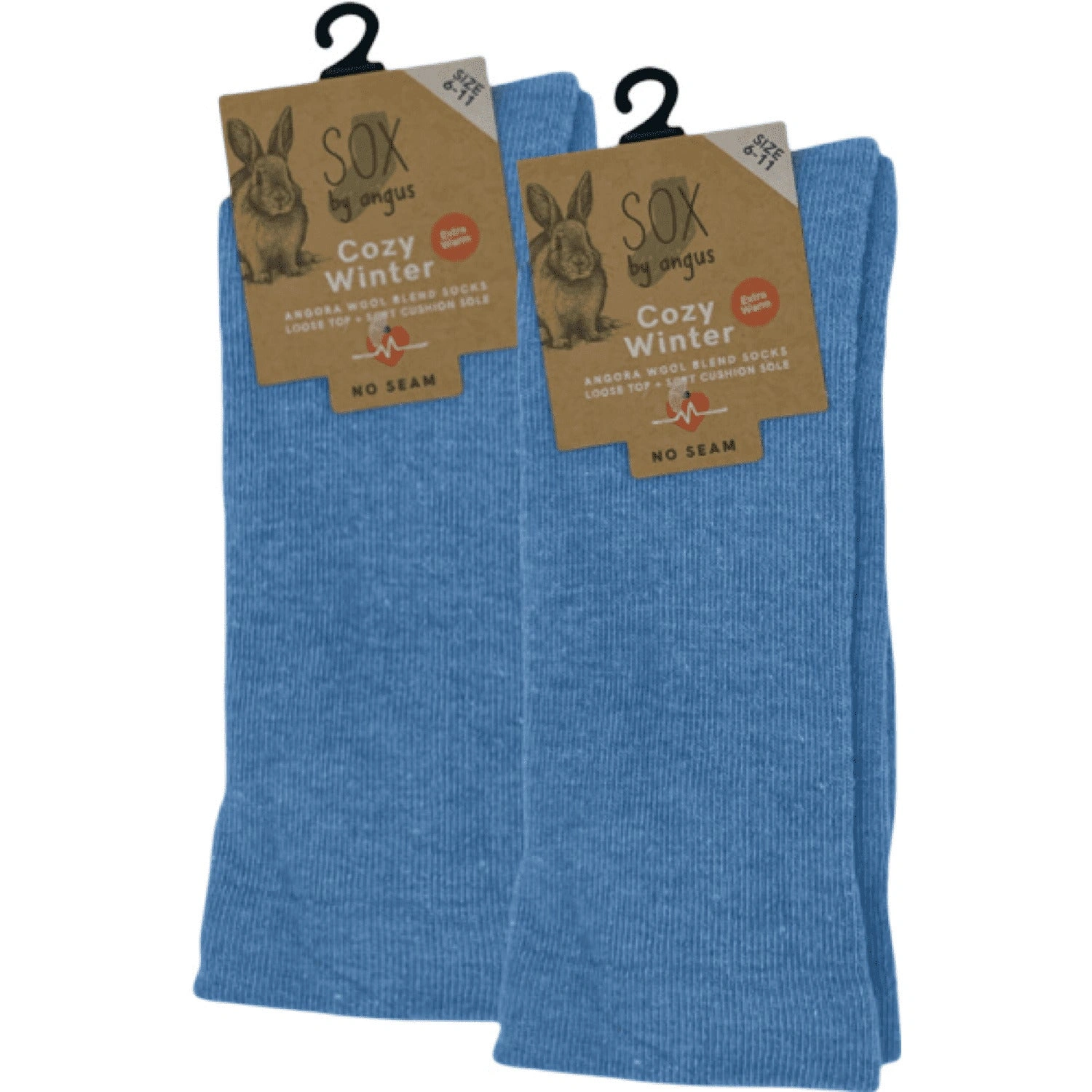 Cloud-Soft Sky Blue Angora Wool Socks - Seamless Comfort & Style.