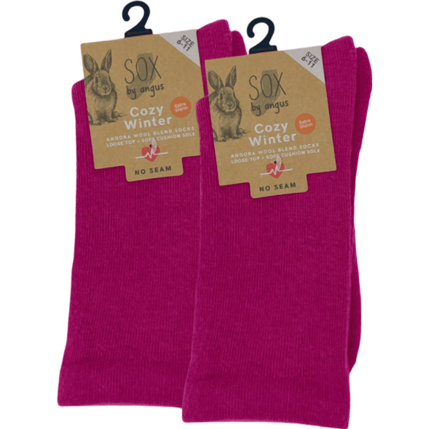 Ultra-Soft Hot Pink Angora Blend Socks - Seamless Comfort, Seriously Cozy!