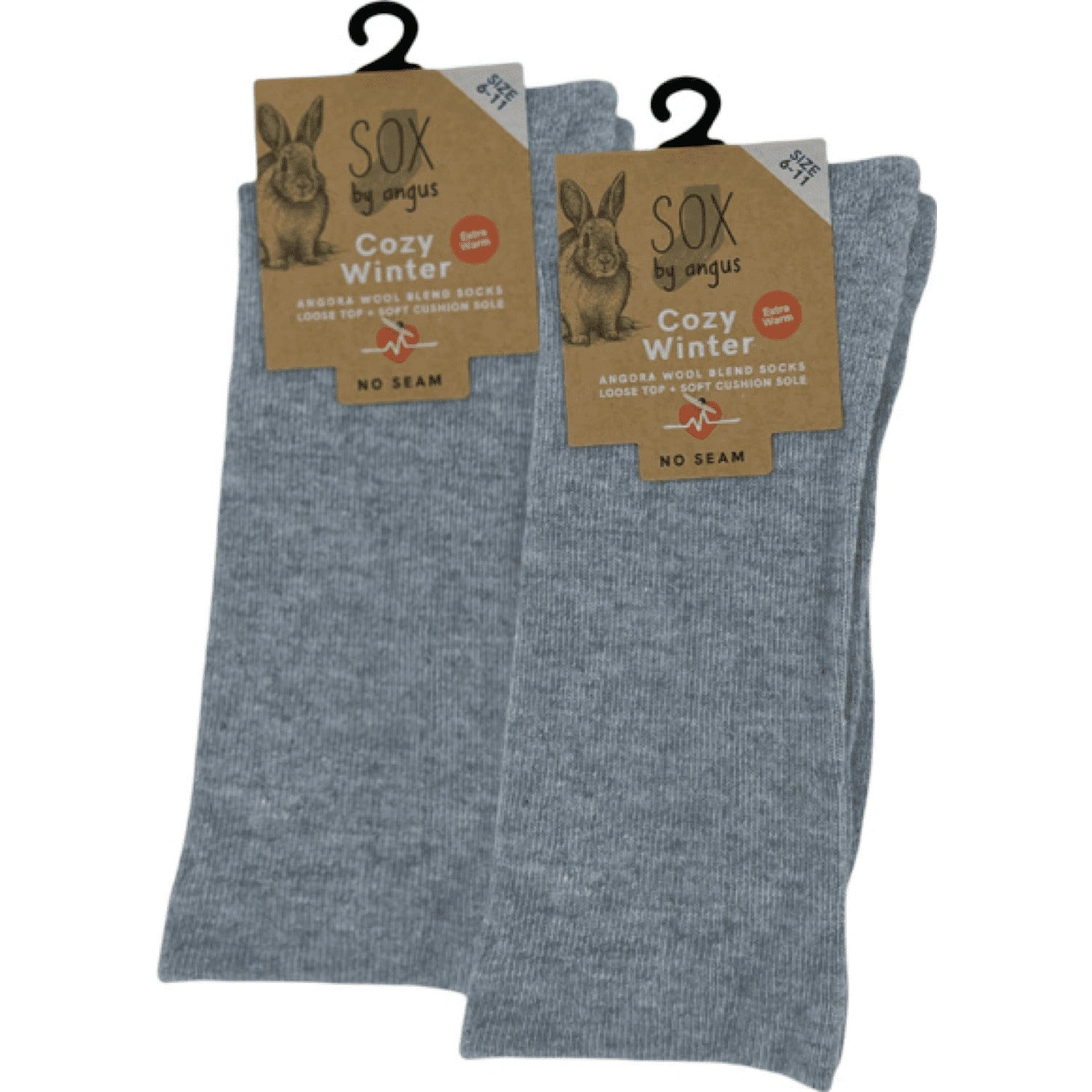 Cloudsoft Angora Blend Socks No Seam Comfort Light Grey