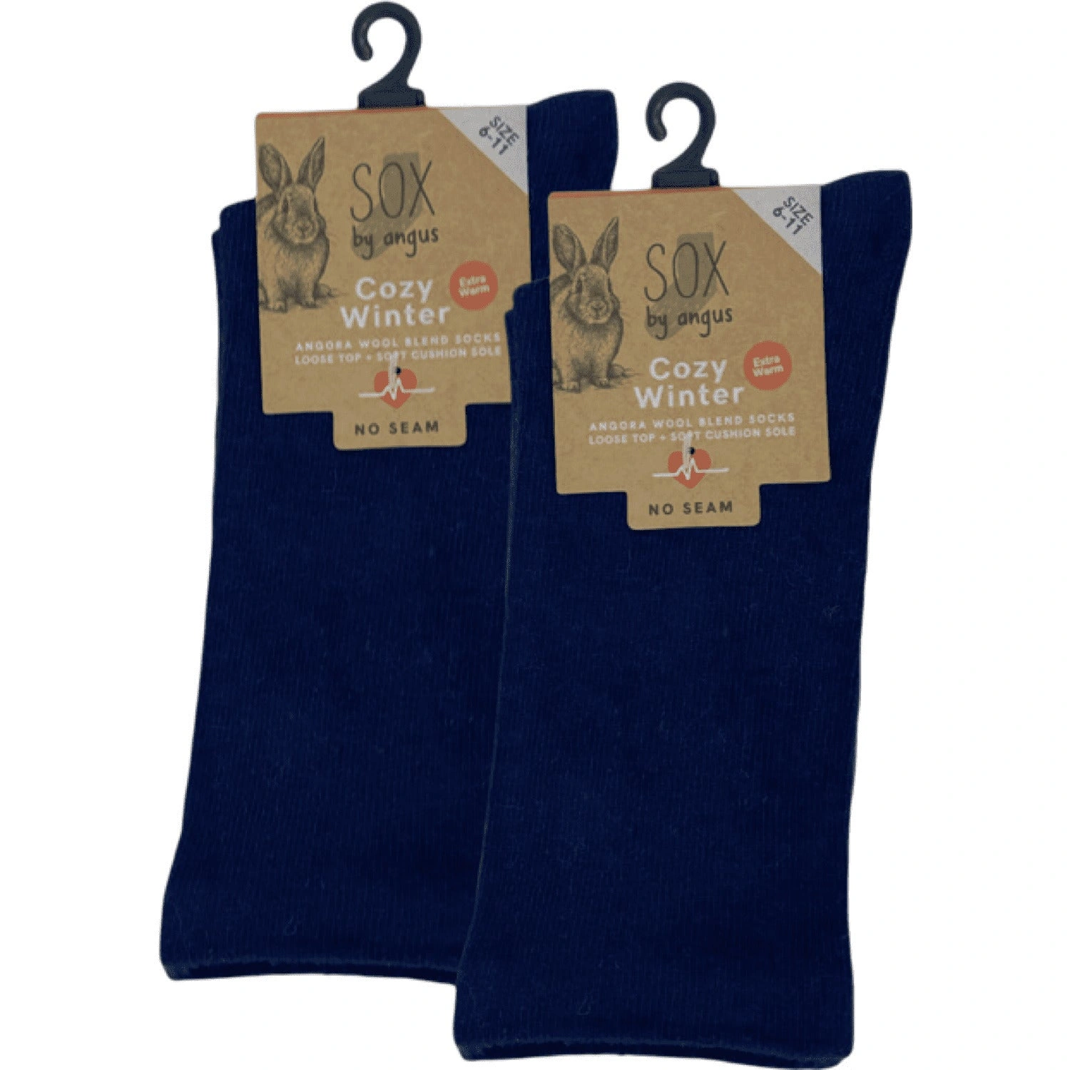 Cozy Angora Socks No Seam Navy Blue Pure Comfort Loose Top Ultimate Softness