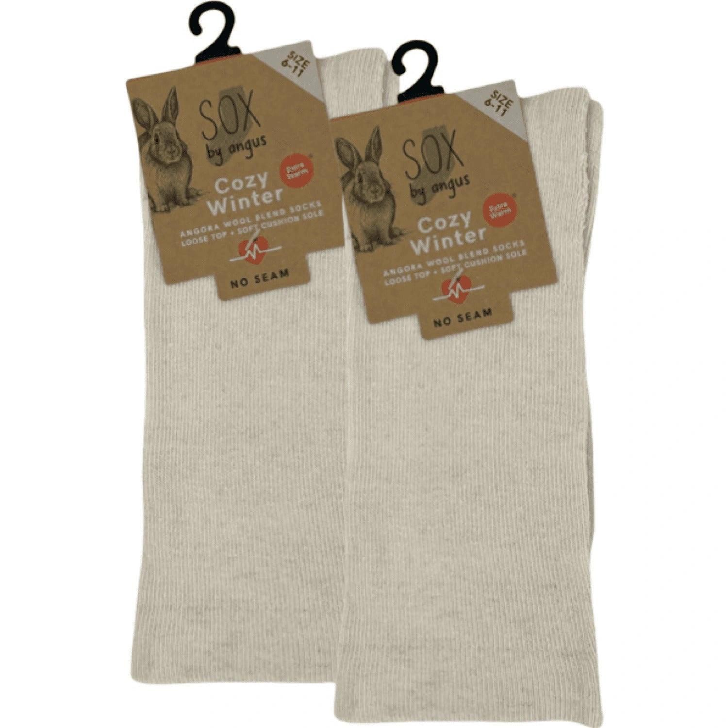 Luxurious Angora Blend Socks - Seamless Comfort, Bone Color - Treat Your Feet!