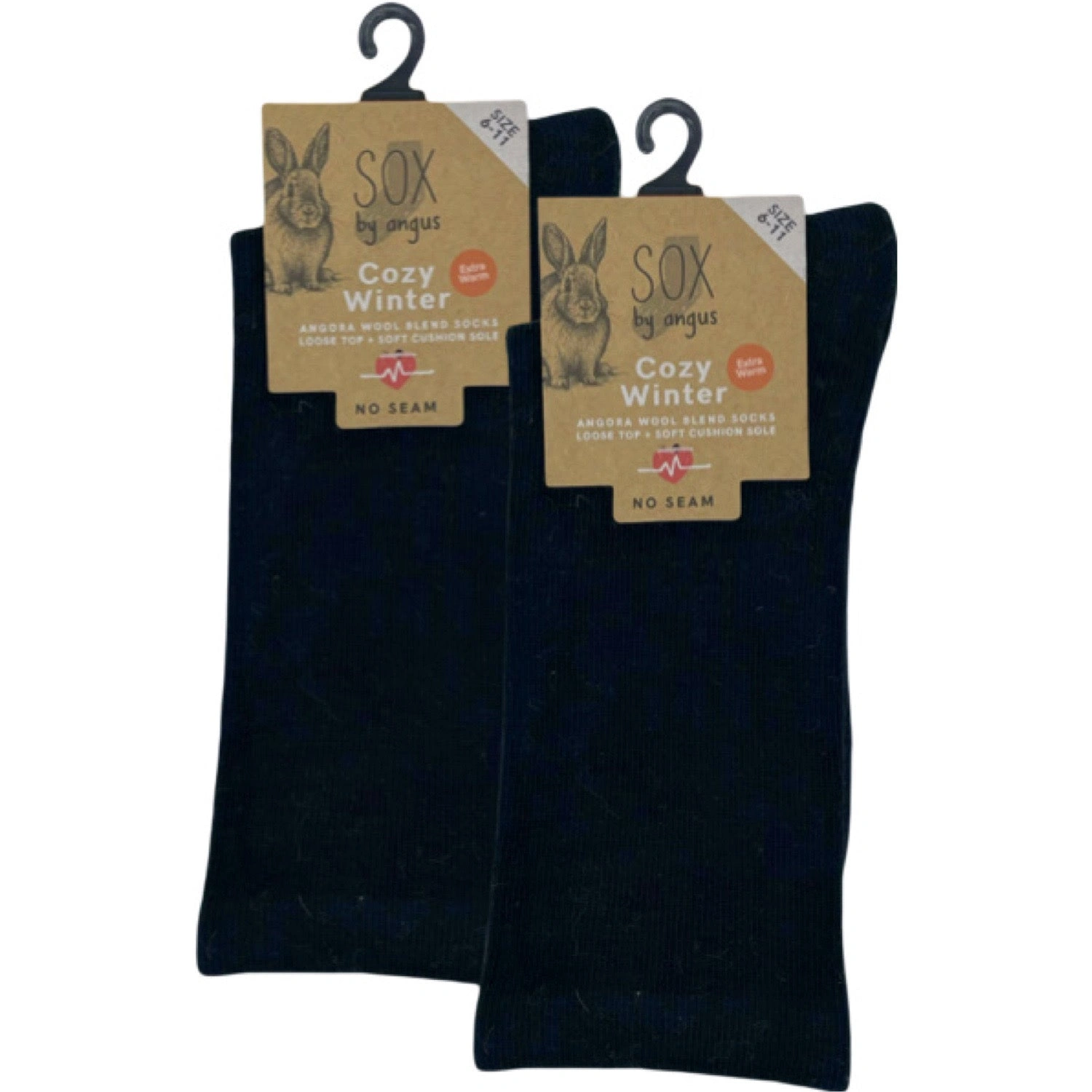 Ultra-Soft Angora Wool Socks - Seamless Comfort, Black Bliss.